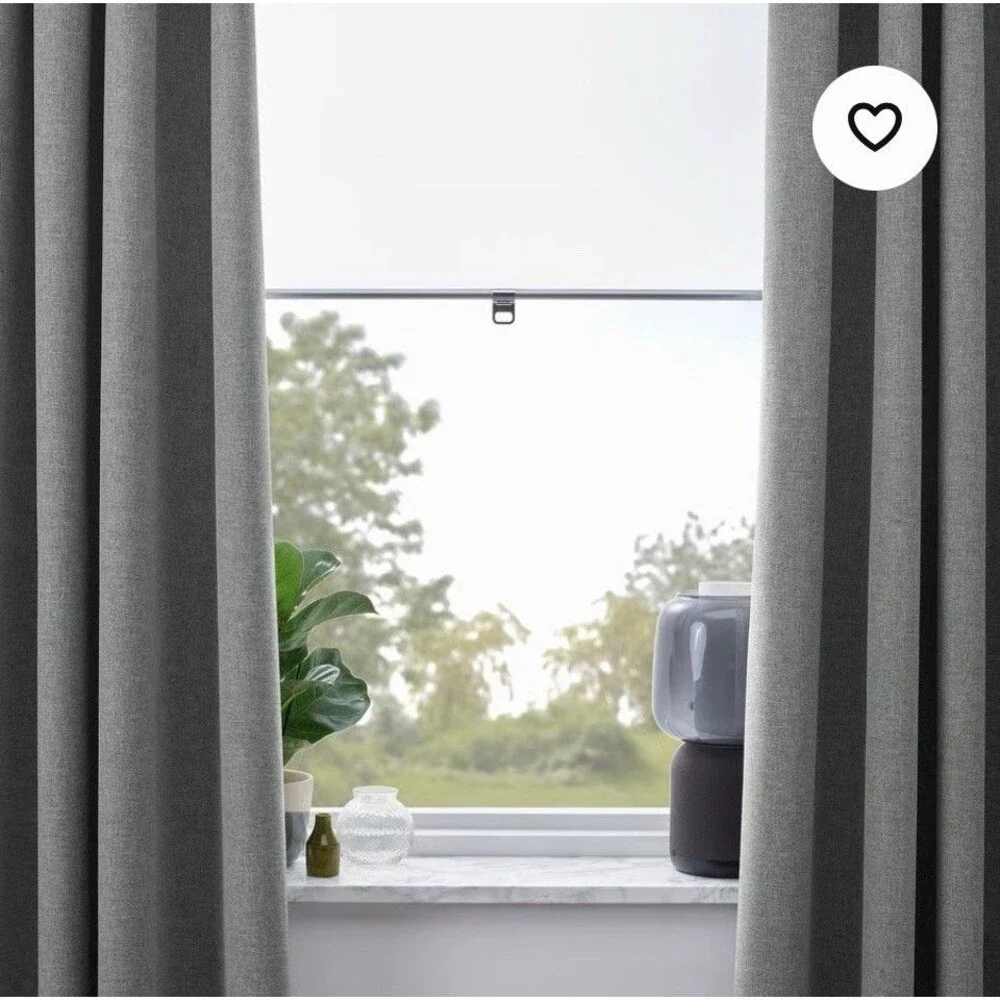 ROSENMANDEL Black-out Curtains 1 Pair Lt Gray With Heading Tape Lining 53”x98”